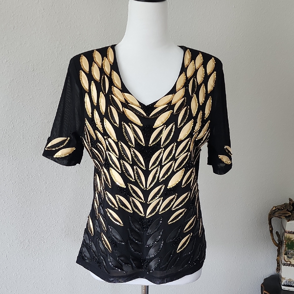 Elegant Black and Gold Women's Top